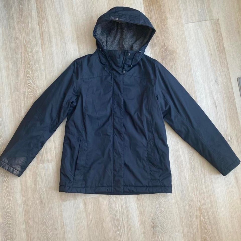 LL Bean Wildcat Jacket Womens Small Black Fleece Lined Hooded Outdoor Coat S REG